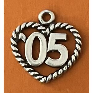 James Avery Retired Sterling Silver ‘05 Year In Twisted Rope Heart Charm